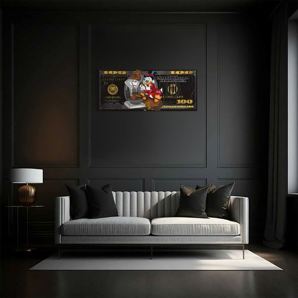 Картина Duck Black Money Panorama 2х1 (30x70) см cs044_duck_black_money_panorama 2x1_30x70 фото
