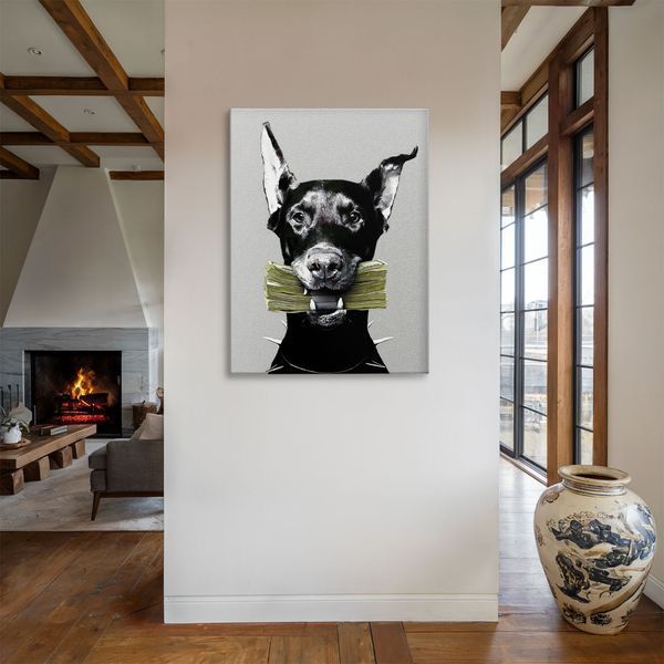 Картина Doberman Money 3х4 (40x30) см cs058_doberman_money_standard 3x4_40x30 фото